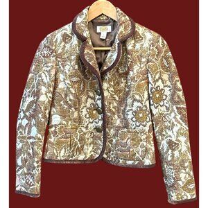 Vintage Talbots Fall Floral Tapestry Blazer Jacket Boho Academia Size 4P Autumn